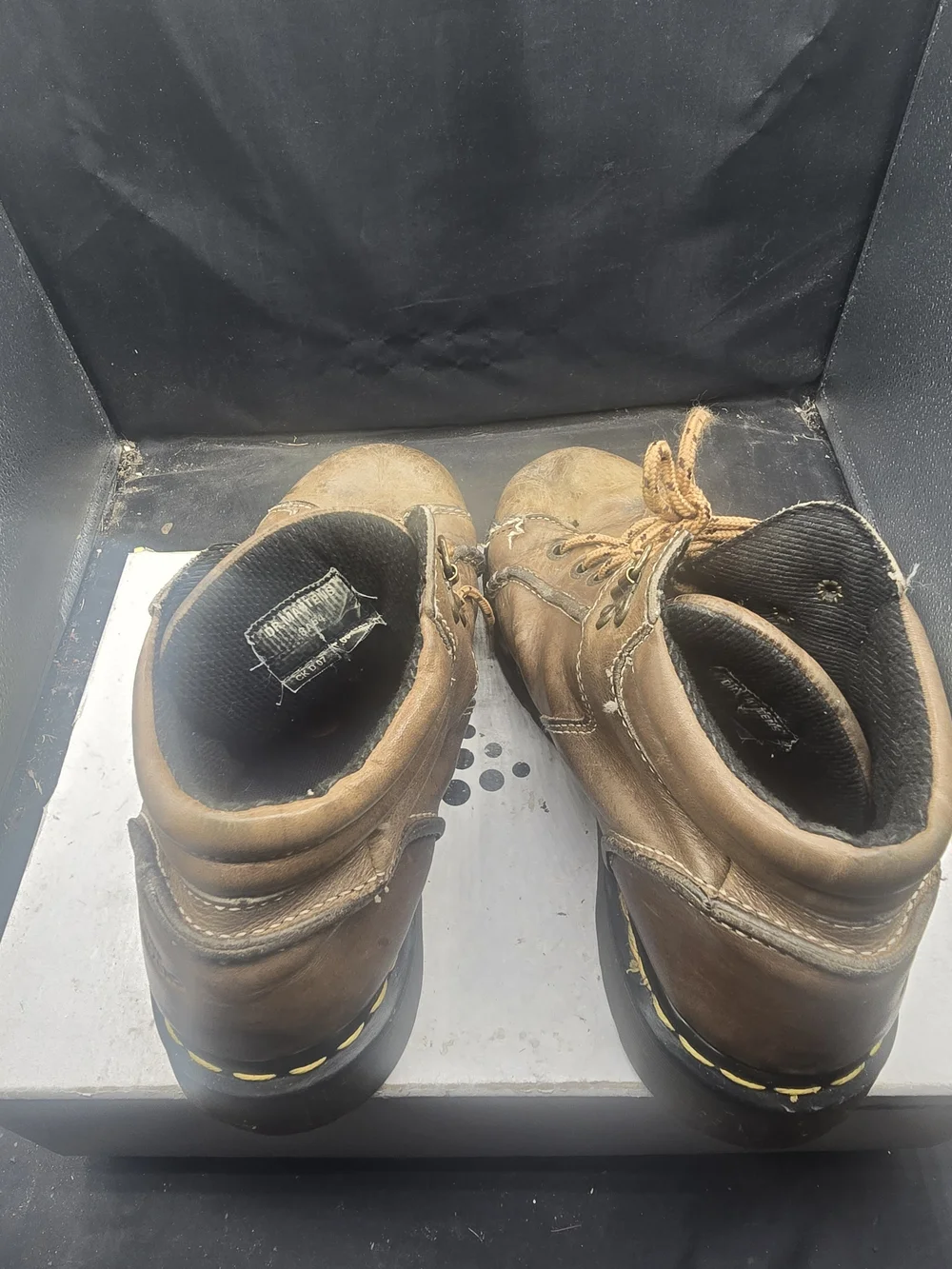 Dr. Martens Tan and Black Leather Ankle Boots